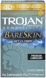Trojan Sensitivity Bareskin Lubricated Premium Latex Condoms 10 Each