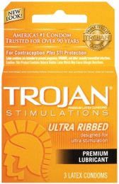 Trojan Stimulations Ultra Ribbed Premium Lubricant Condoms, 3ct