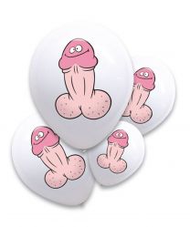 White Pecker Balloons 6 Pack Bachelorette Party Favors Naughty Funny Decorations
